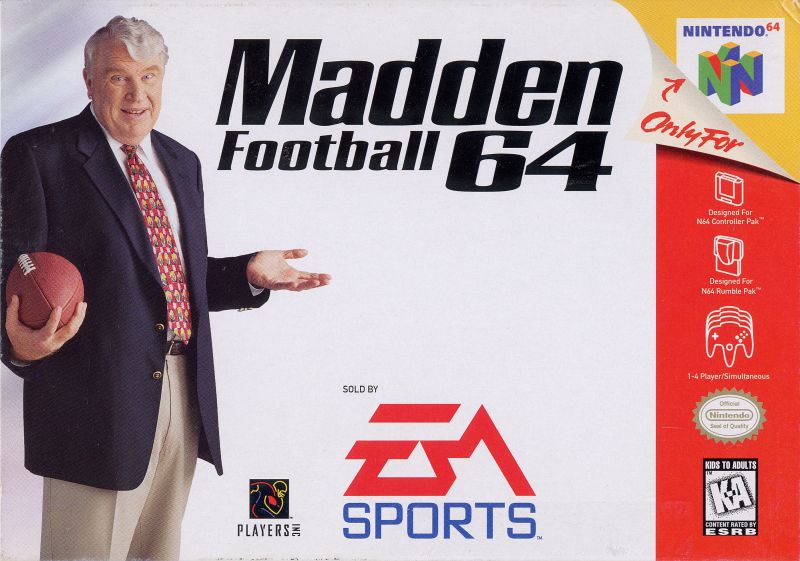 Front cover of Madden Football 64 for Nintendo 64