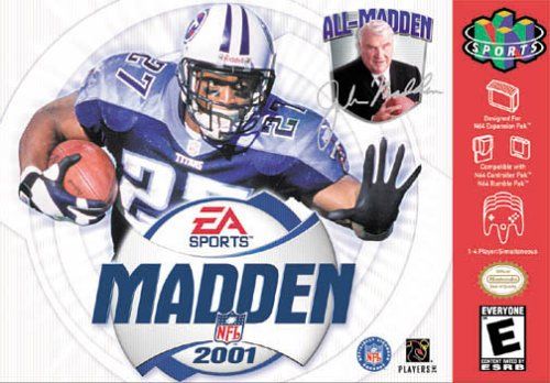 Front cover of Madden NFL 2001 for Nintendo 64