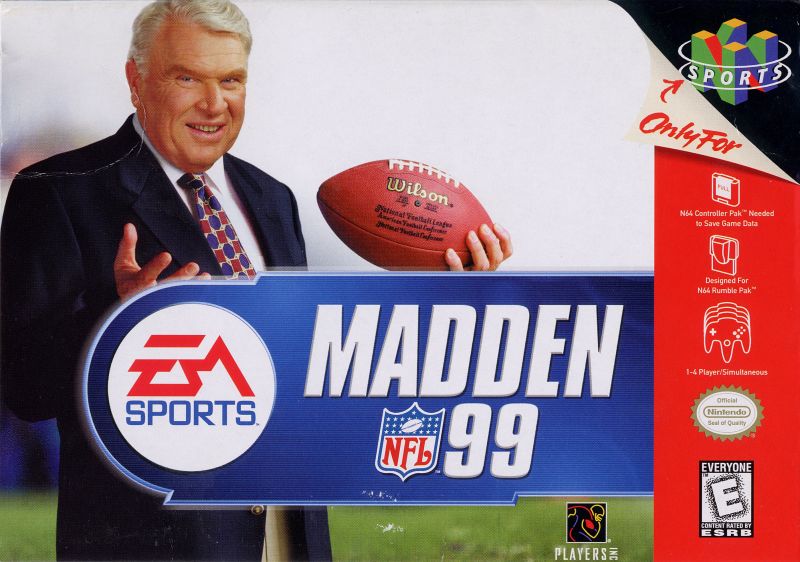Front cover of Madden NFL 99 for Nintendo 64