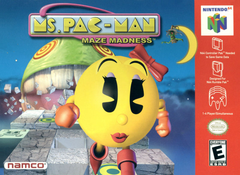 Front cover of Ms. Pac-Man Maze Madness for Nintendo 64