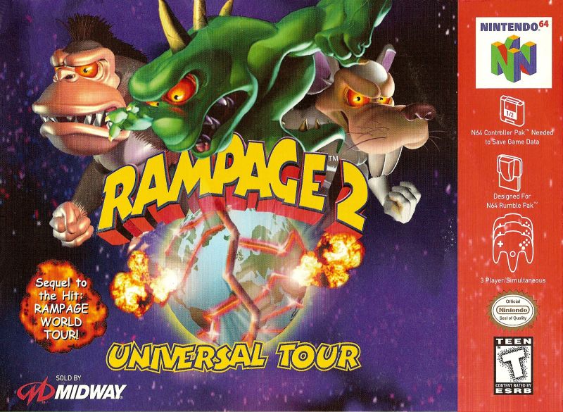 Front cover of Rampage 2: Universal Tour for Nintendo 64