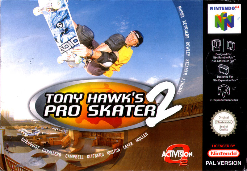 Front cover of Tony Hawk's Pro Skater 2 for Nintendo 64