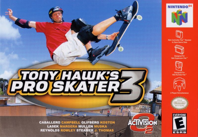 Front cover of Tony Hawk's Pro Skater 3 for Nintendo 64