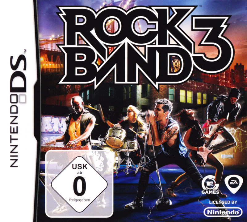Front cover of Rock Band 3 for Nintendo DS