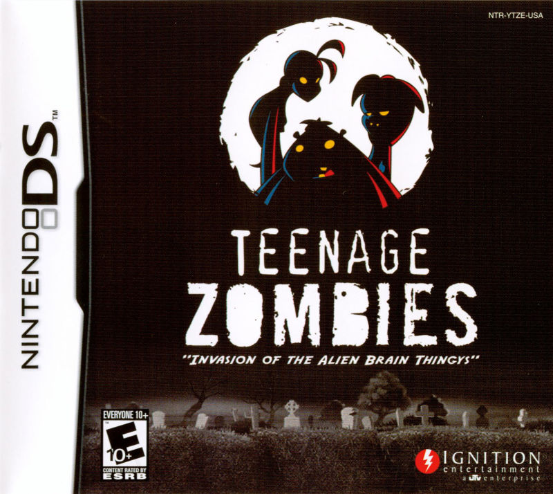Front cover of Teenage Zombies: "Invasion of the Alien Brain Thingys" for Nintendo DS