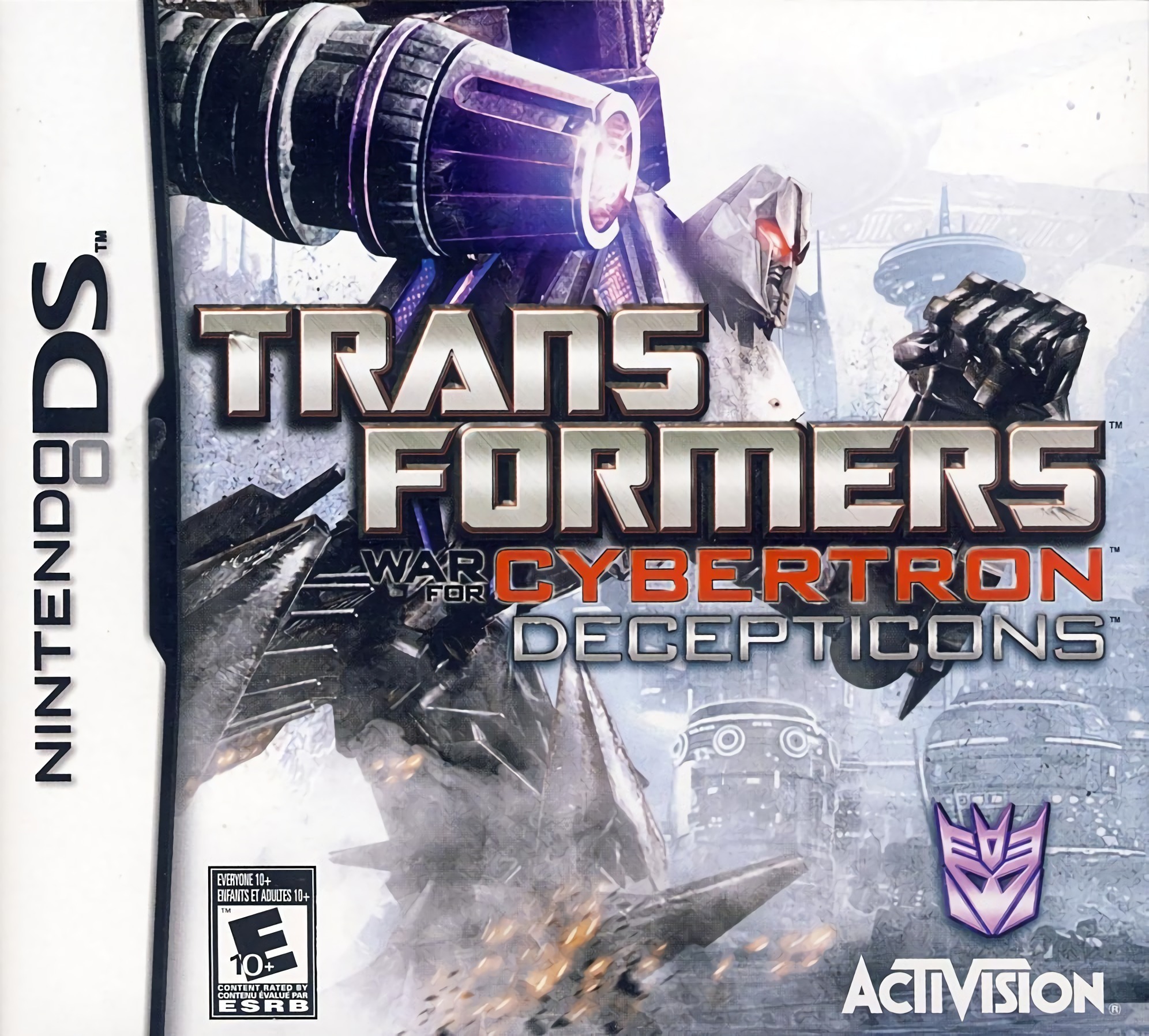 Front cover of Transformers: War for Cybertron - Decepticons for Nintendo DS