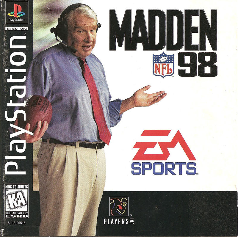 Front cover of Madden NFL 98 for PlayStation