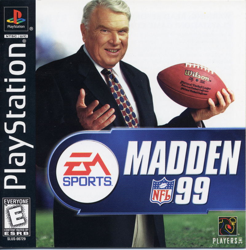 Front cover of Madden NFL 99 for PlayStation