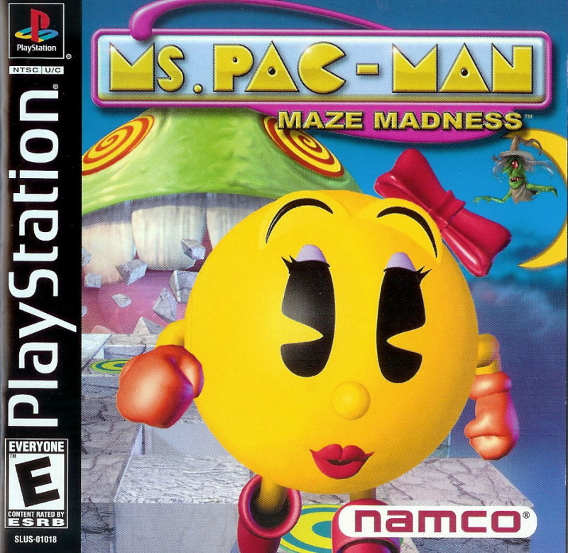 Front cover of Ms. Pac-Man Maze Madness for PlayStation