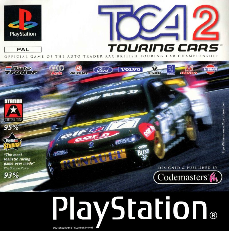 Front cover of TOCA 2: Touring Car Challenge for PlayStation
