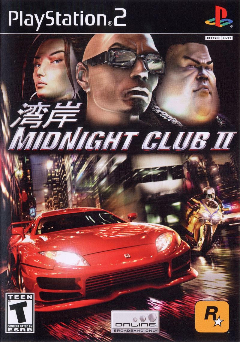 Front cover of Midnight Club II for PlayStation 2