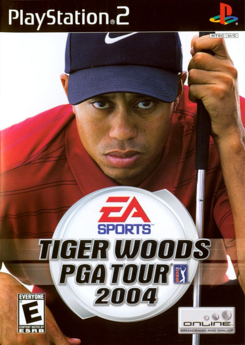 Front cover of Tiger Woods PGA Tour 2004 for PlayStation 2