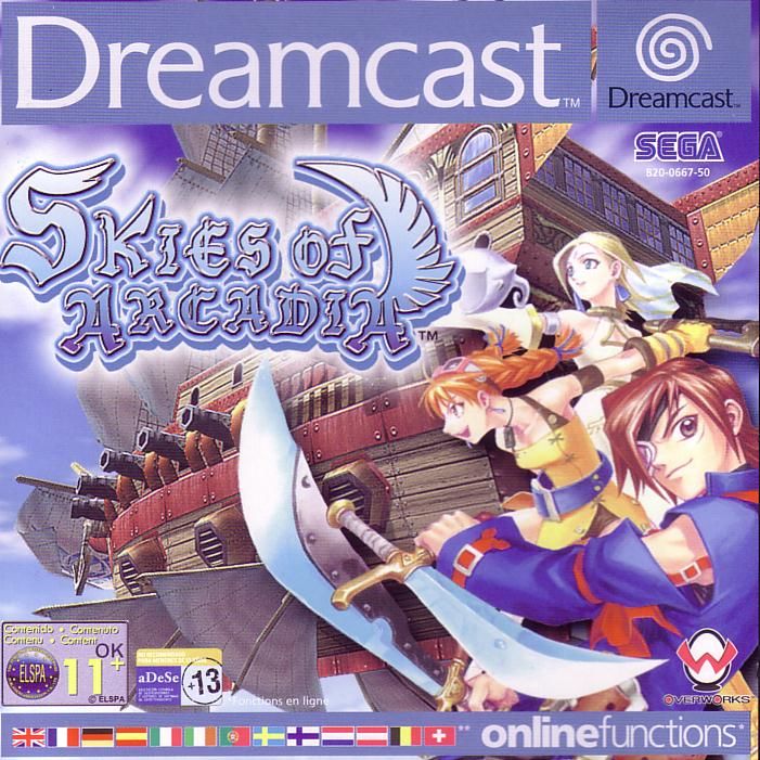Front cover of Skies of Arcadia for Dreamcast