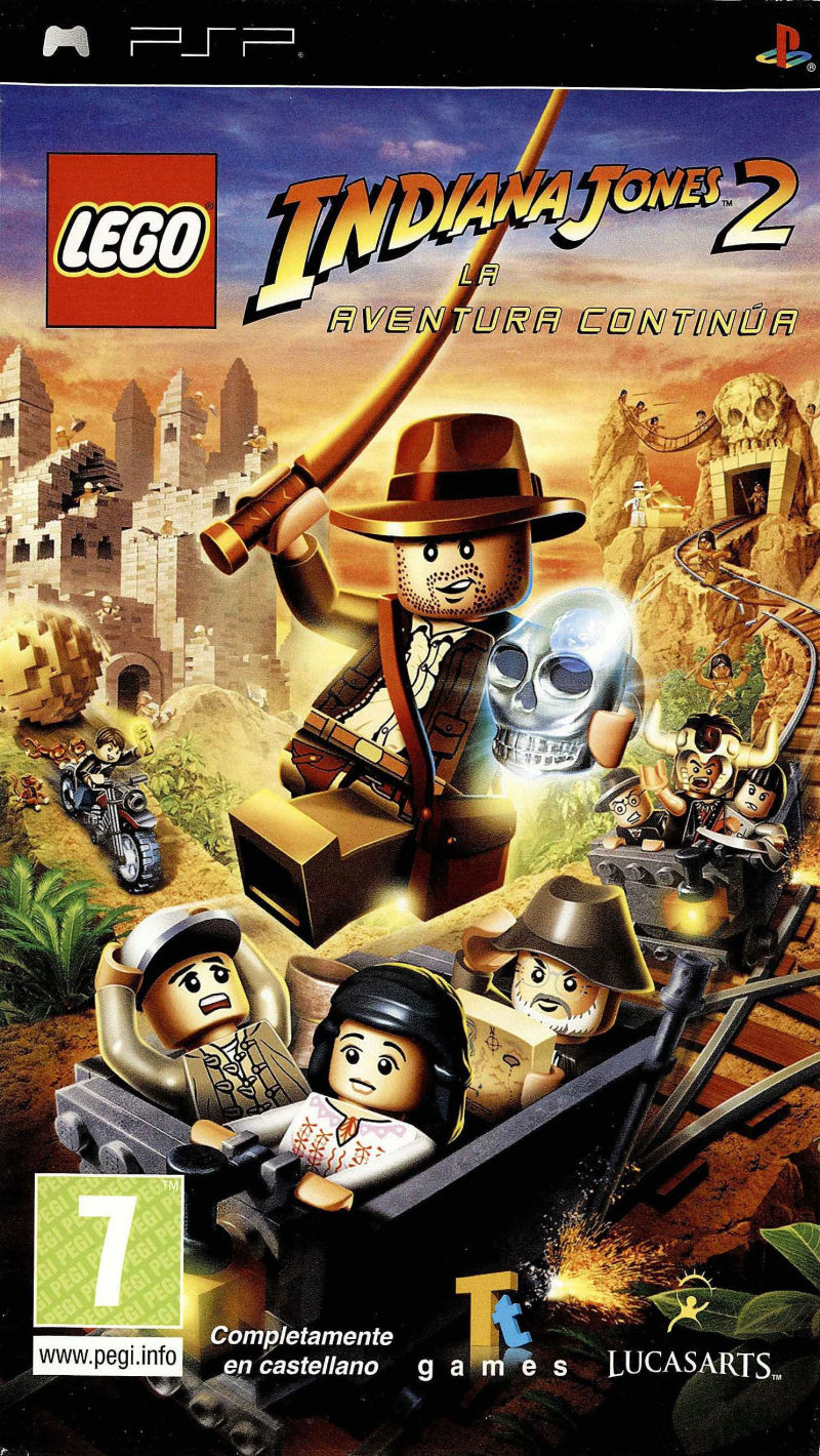 Front cover of LEGO Indiana Jones 2: The Adventure Continues for PlayStation Portable