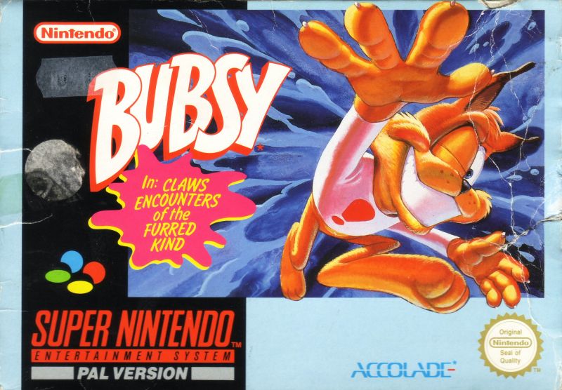 Front cover of Bubsy in: Claws Encounters of the Furred Kind for Super Nintendo