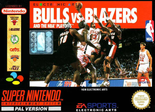 Front cover of Bulls vs. Blazers and the NBA Playoffs for Super Nintendo