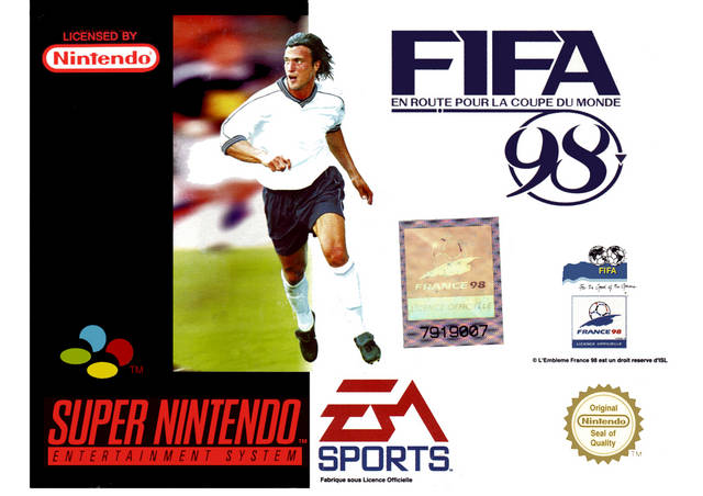 Front cover of FIFA: Road to World Cup 98 for Super Nintendo