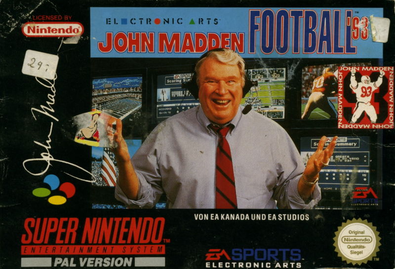 Front cover of John Madden Football '93 for Super Nintendo