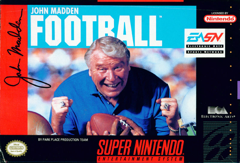 Front cover of John Madden Football '92 for Super Nintendo