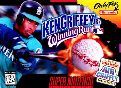 Front cover of Ken Griffey Jr.'s Winning Run for Super Nintendo