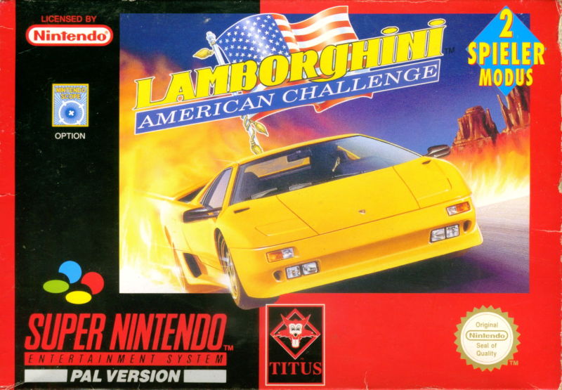 Front cover of Lamborghini: American Challenge for Super Nintendo