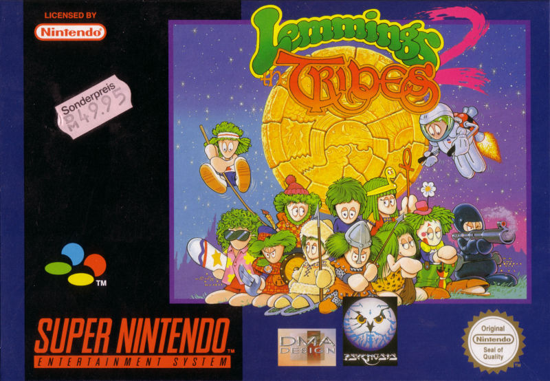 Front cover of Lemmings 2: The Tribes for Super Nintendo