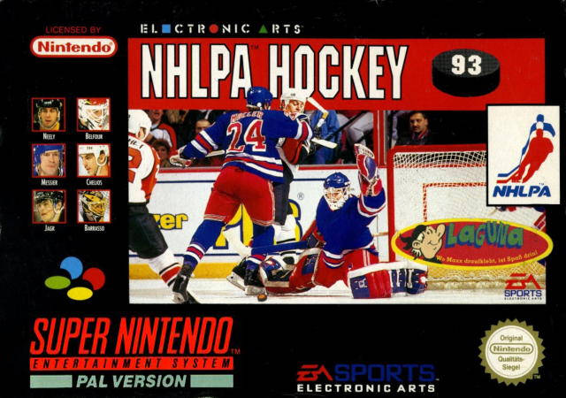Front cover of NHLPA Hockey '93 for Super Nintendo