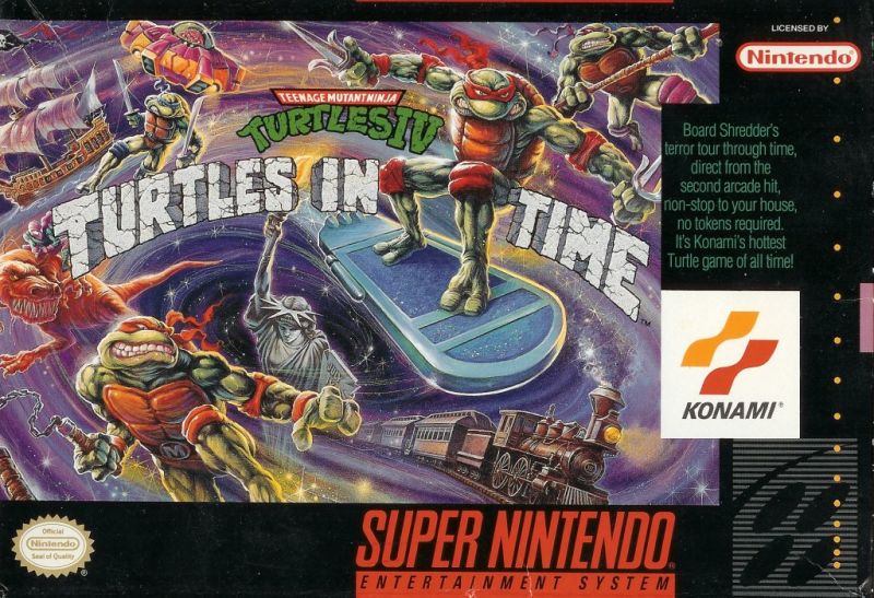 Front cover of Teenage Mutant Ninja Turtles: Turtles in Time for Super Nintendo