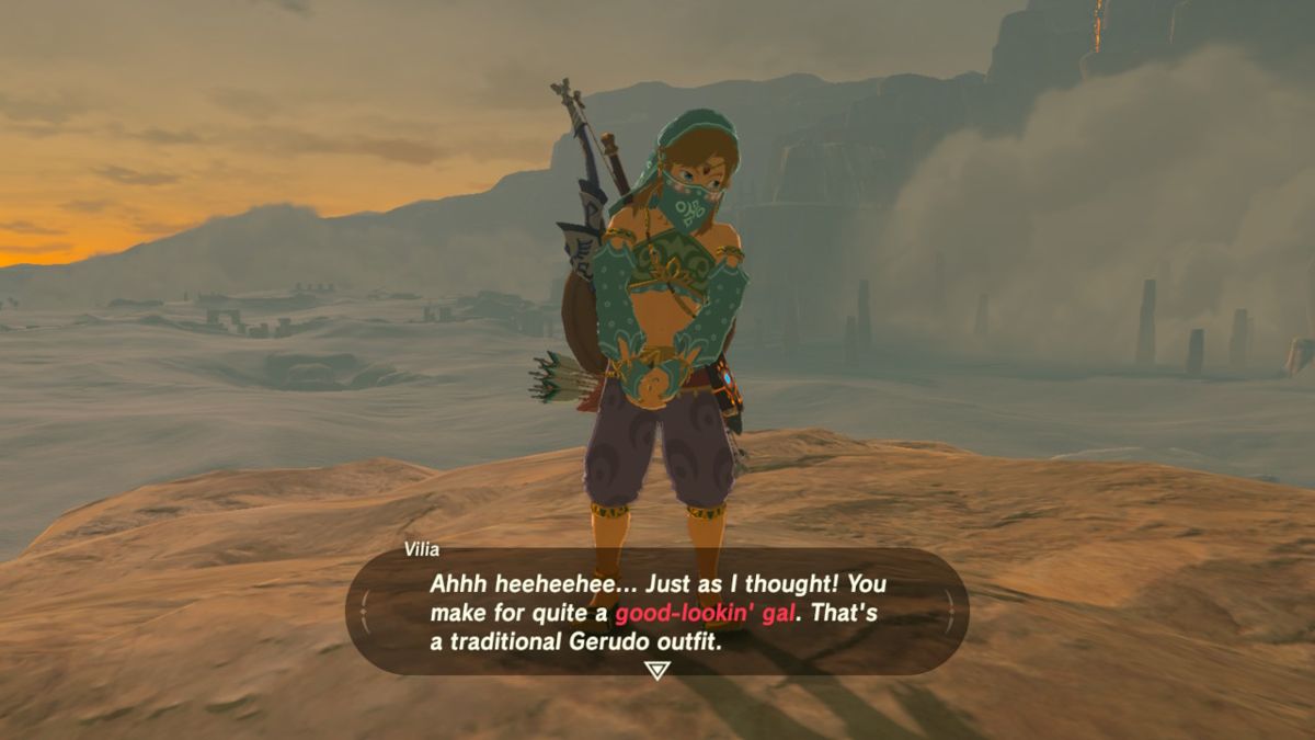 Link is very shy wearing his traditional female Gerudo Outfit, but....