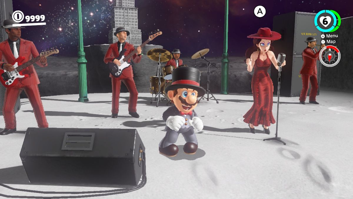 Mario gets his groove on with Pauline and the band on the Darker Side kingdom!