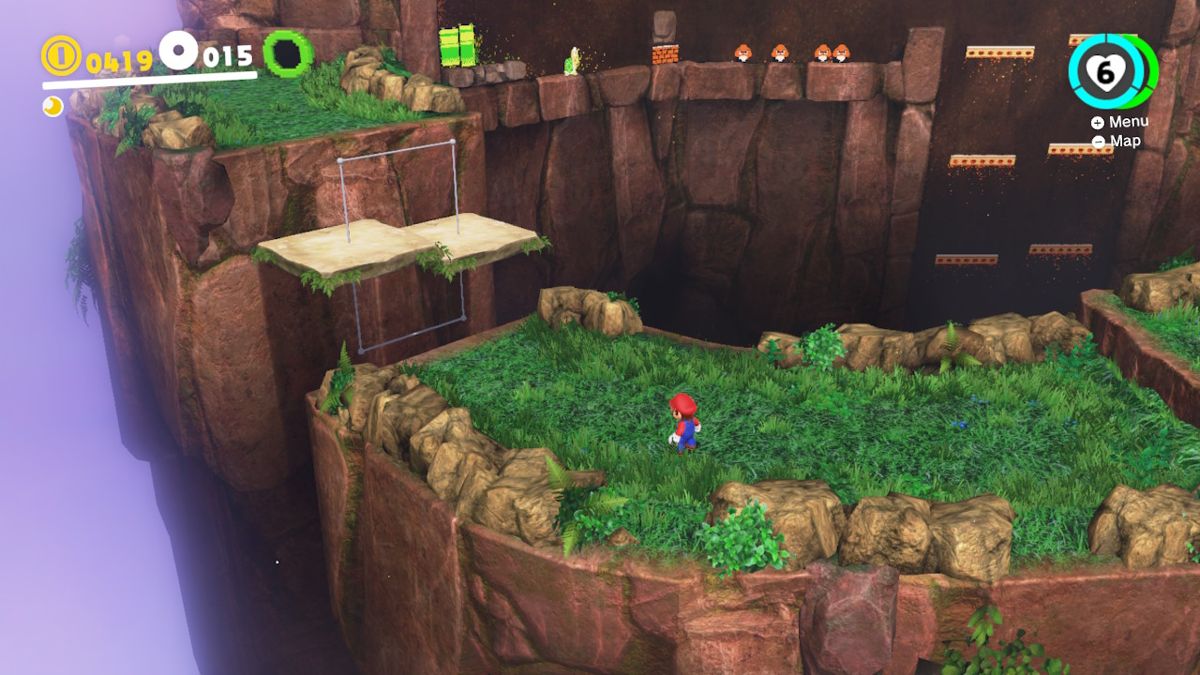 Several areas have retro mario zones drawn into the walls, which are entered via pixellated pipes.