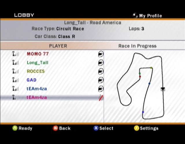 The race in progress screen in multiplayer games.
