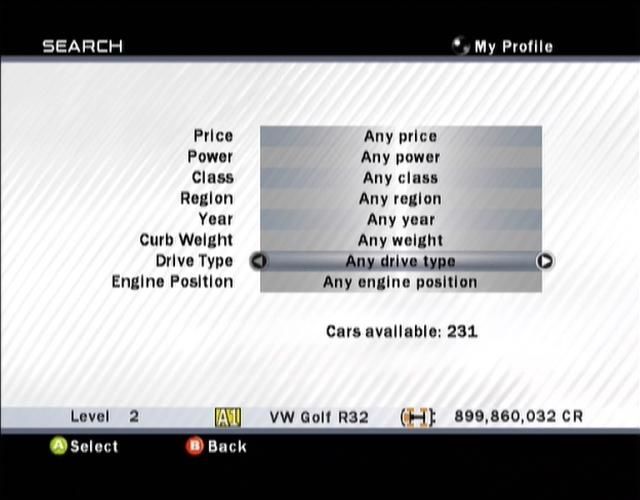 You can search for cars to buy on this screen.